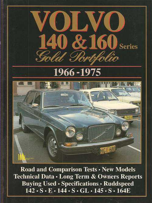 Vintage Volvo 140 & 160 Gold Portfolio book cover with car photos and title text
