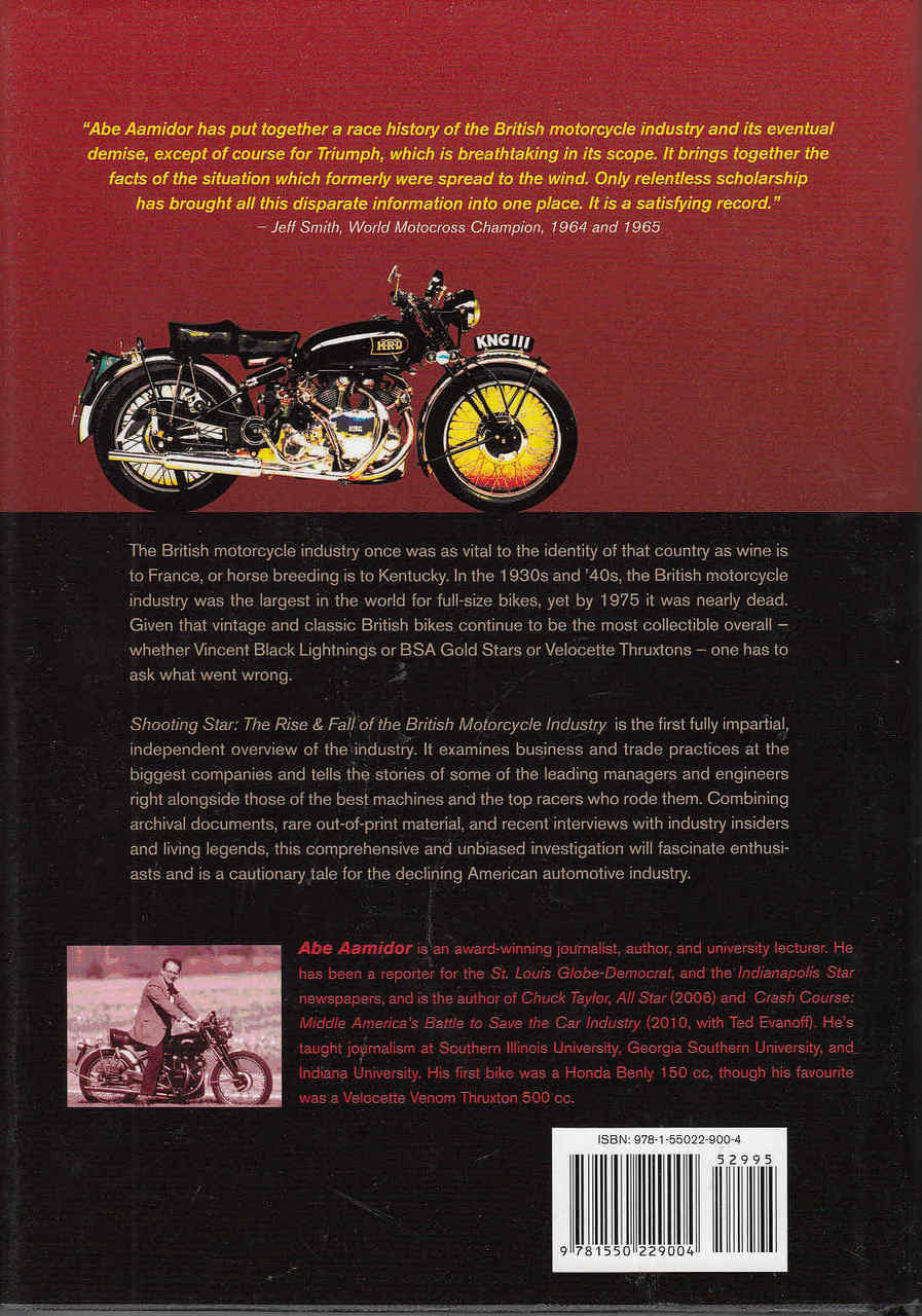 Paperback back cover with motorcycle photos and publisher text, barcode at bottom