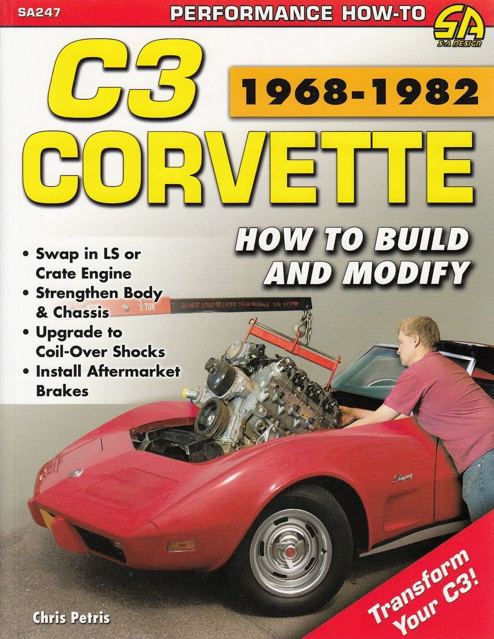 Performance how-to handbook cover with red classic sports car and engine bay photo