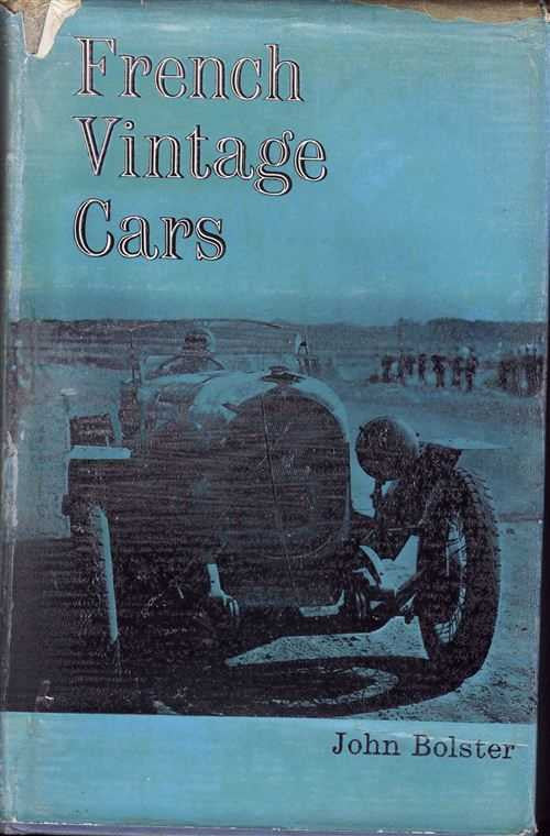Vintage car book cover with French title and silhouette of classic cars in blue