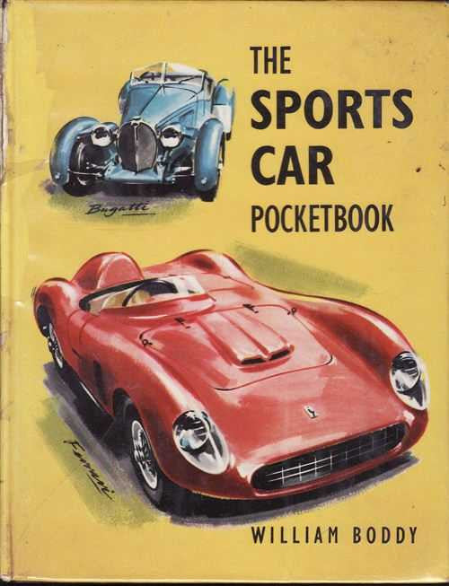 Hardcover pocketbook book cover with red sports car and blue car illustration