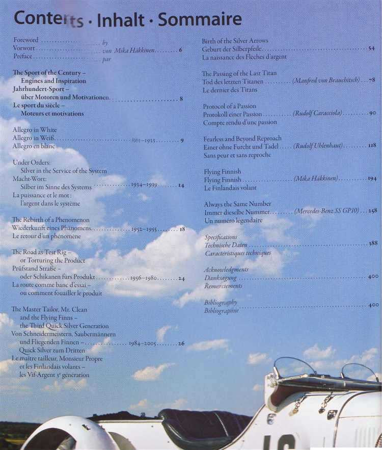 Hardcover car book open to contents page with cloudy sky and classic car