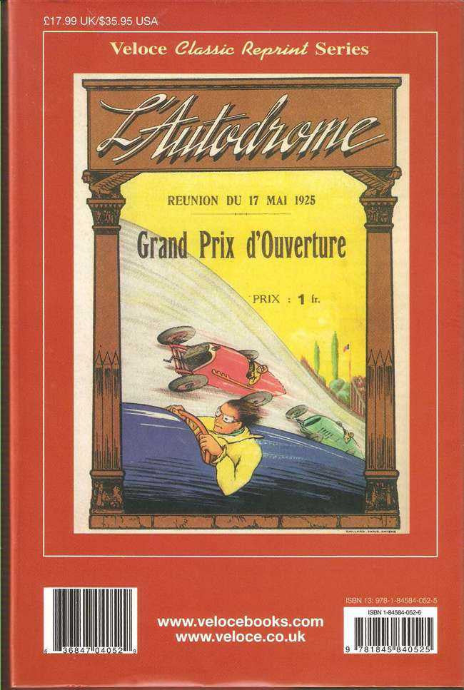 Racing history book cover with yellow event artwork and Autodrome-style title