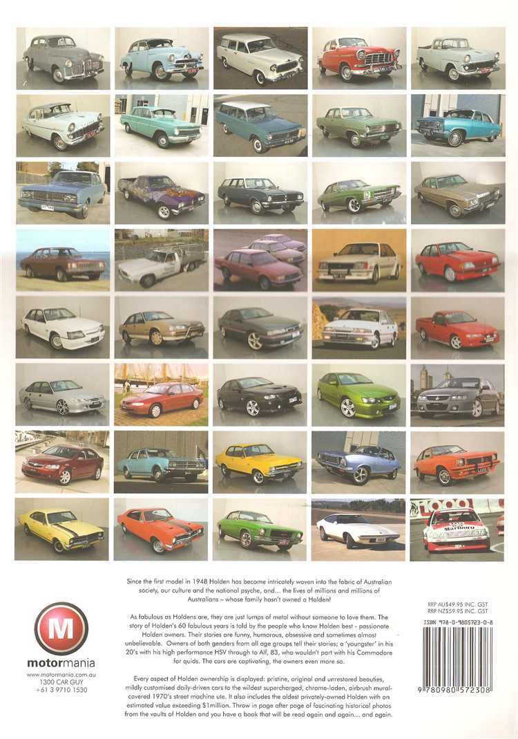 Auto history book with collage of vintage Holden car photos on the cover