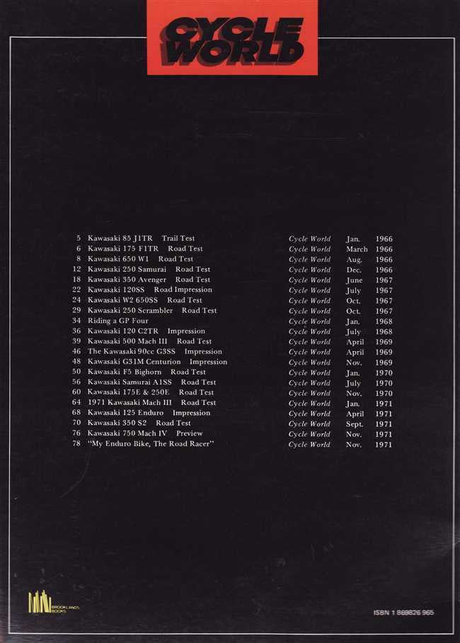 Cycle World On Kawasaki 1966 - 1971