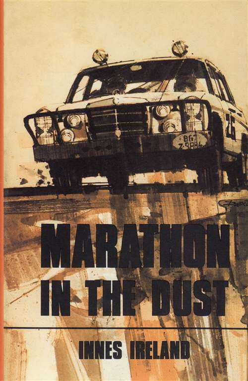Hardcover book cover with car illustration and 'Marathon in the Dust' title