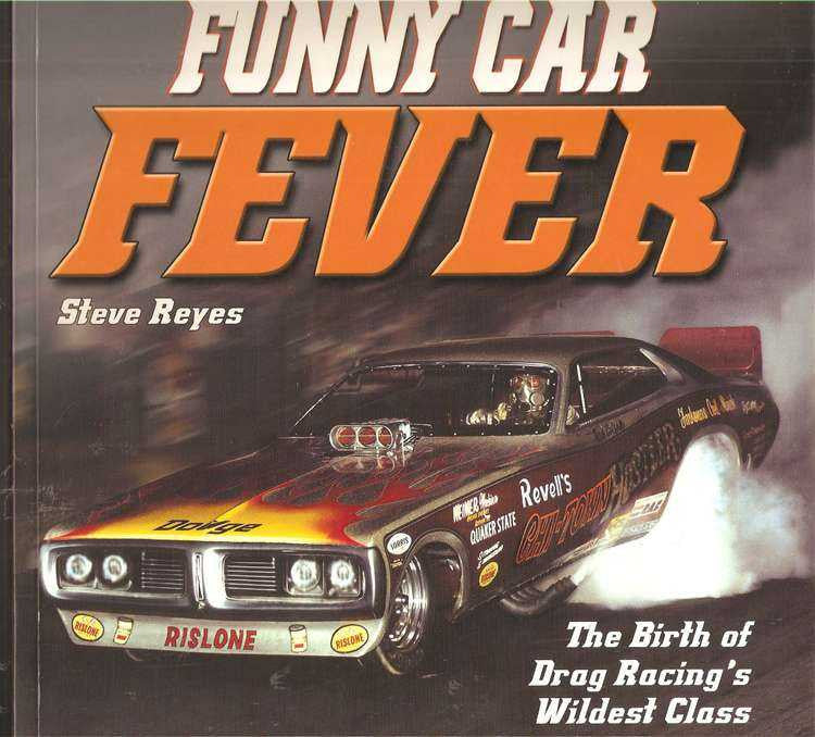Paperback book cover with dragster car and title "Funny Car Fever"