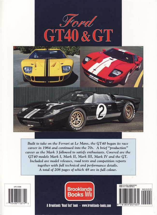 Car racing portfolio book cover with Ford GT40 & GT cars and description