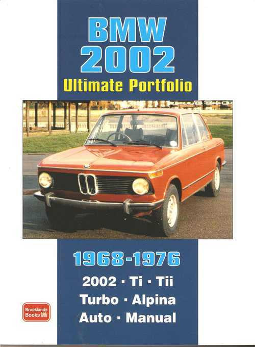 BMW 2002 Ultimate Portfolio book cover with orange car and 1968–1976 title text