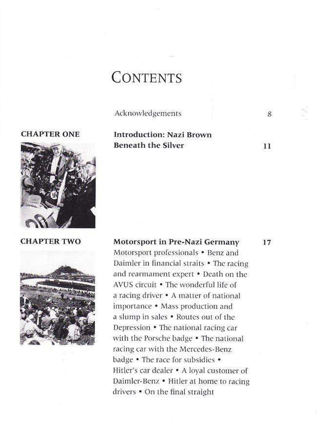 Book contents page with chapter headings and short section lists