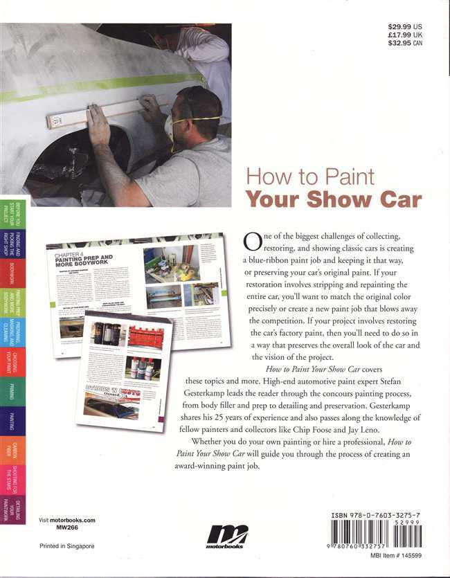 Instruction book with open pages and color photos about show car painting
