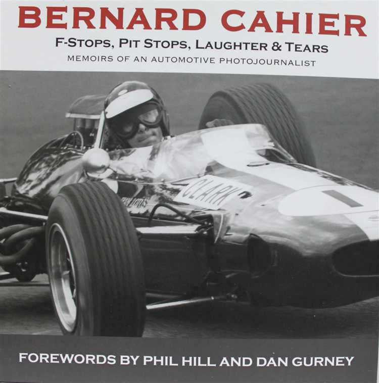 Two-volume memoir book with Bernard Cahier title over black-and-white race car photo