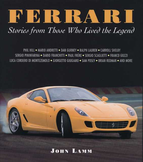 Ferrari book cover with yellow sports car and 'Stories from Those Who Lived the Legend'
