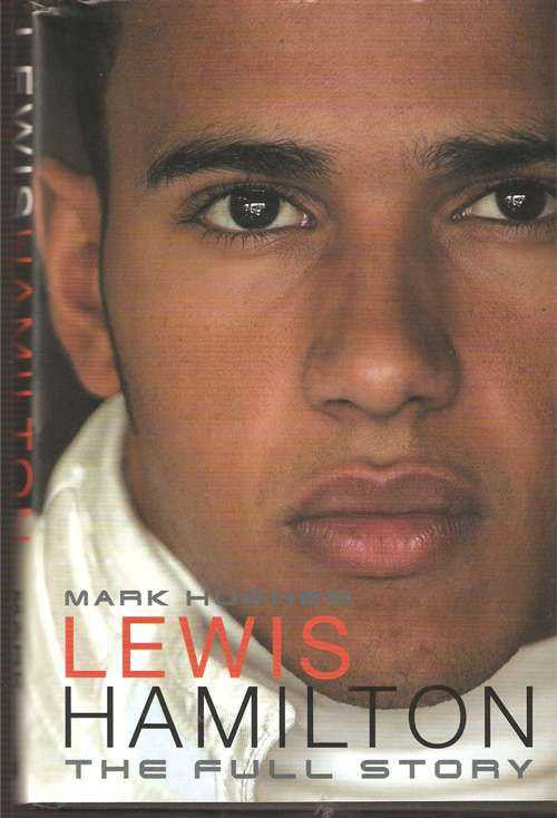 Paperback book cover with Lewis Hamilton portrait and title text