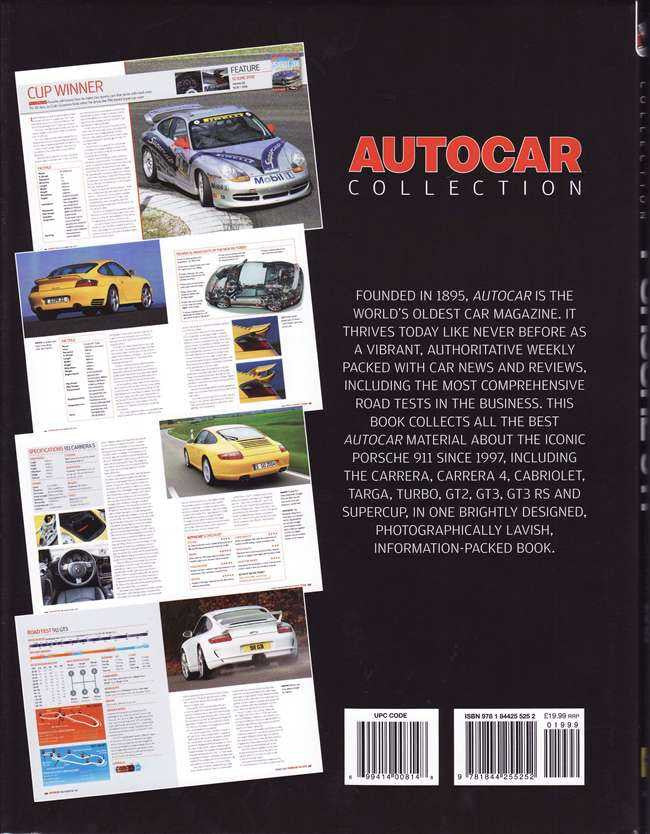 Porsche 911 Since 1997 Autocar Collection book back cover with car photo collage