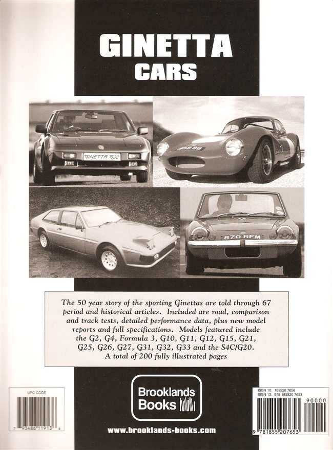 Ginetta Cars road test book cover with vintage car photo collage