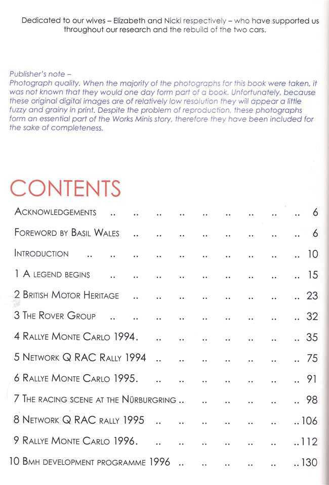 Book contents page with CONTENTS heading and numbered section list with dots