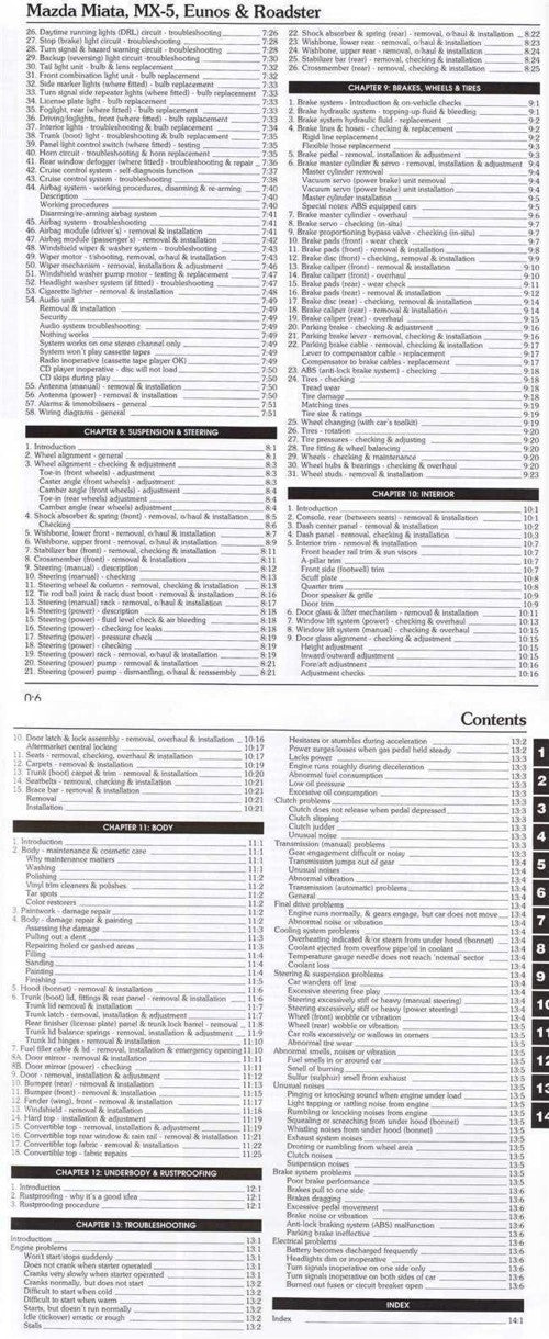 Mazda MX-5 Miata 1.8 Enthusiast's Workshop Manual