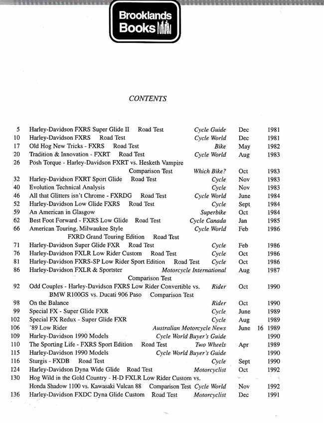 Harley-Davidson FXR Series Performance Portfolio 1982 - 1992