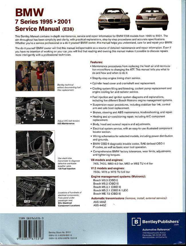 BMW 7 Series E38 1995 - 2001 Workshop Manual