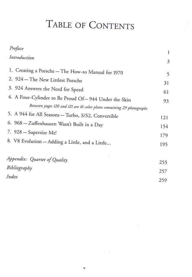 Table of contents page with section headings and page numbers