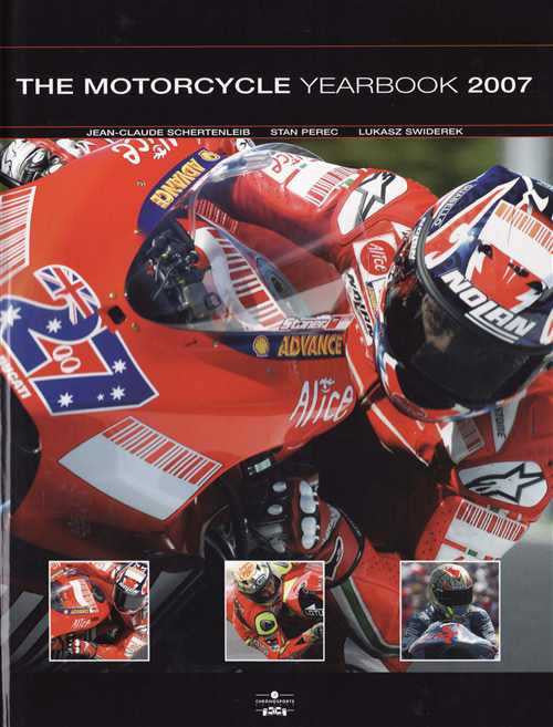 Motorcycle Yearbook 2007 front cover with title, race car and helmet