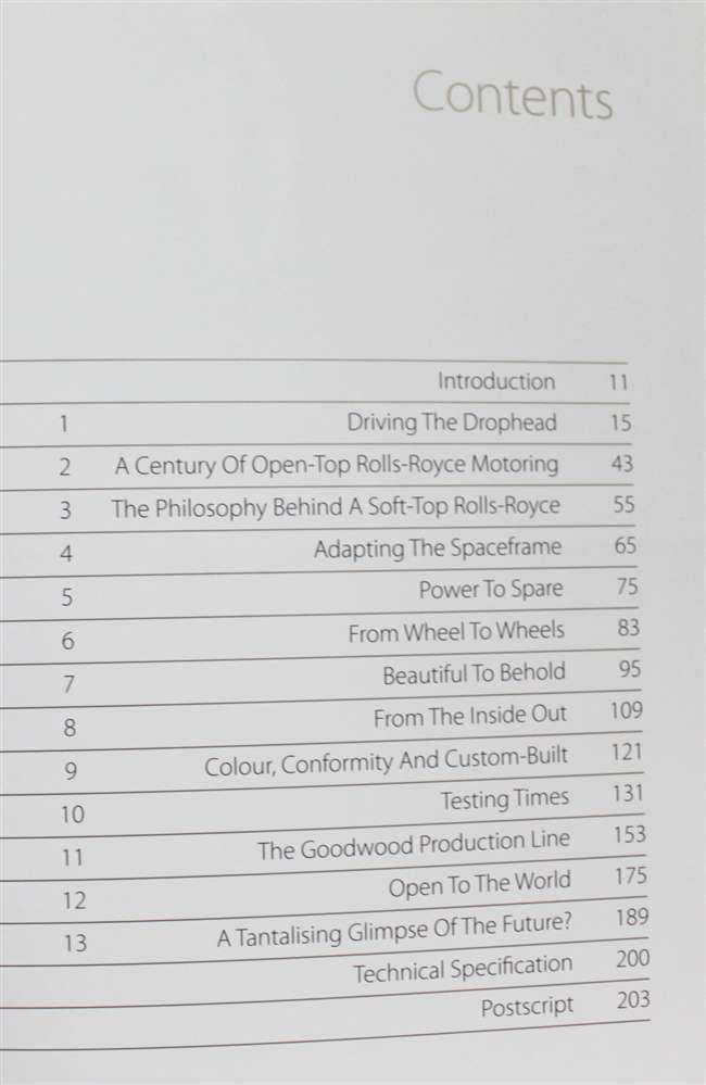 Book contents page with numbered headings and page numbers