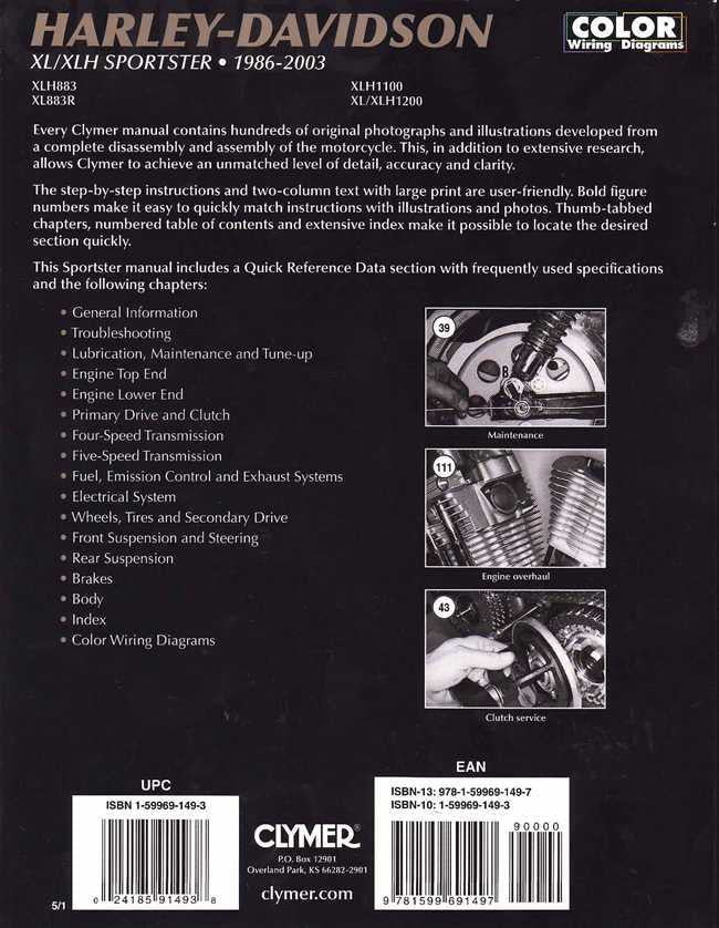 Harley-Davidson XL / XLH Sportster 1986 - 2003 Workshop Manual