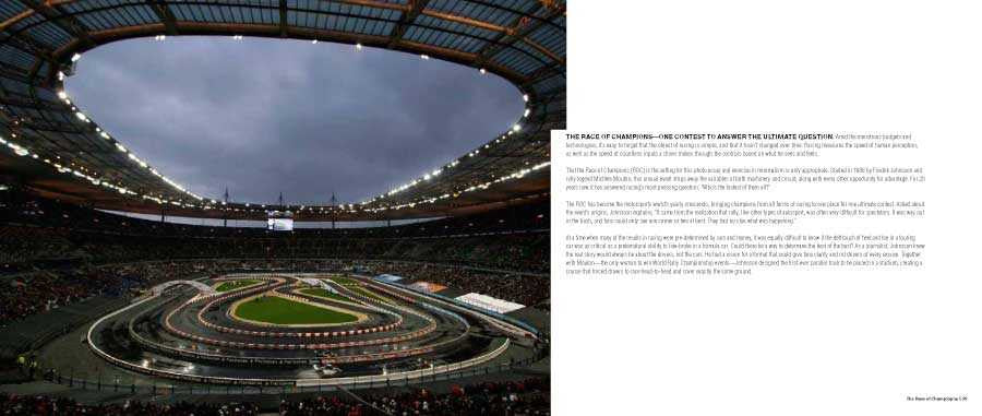 Signed photo book open to stadium track panorama and text page