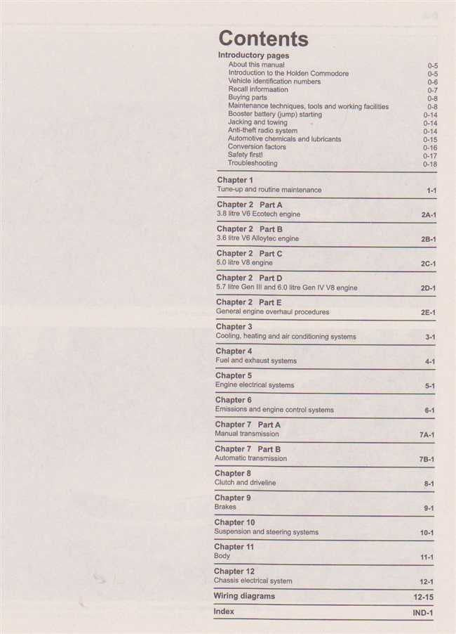 Workshop manual contents page with chapter list for maintenance, cooling, fuel, and wiring