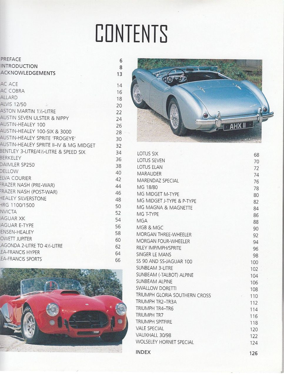 Classic British Sports Cars Contents
