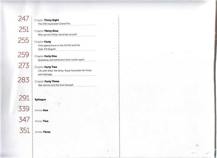 Book index page with chapter list on left and blank right page