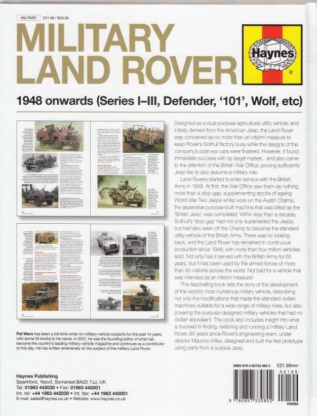 Military Land Rover 1948 onwards back cover