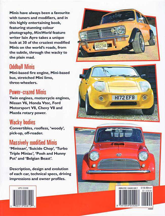 Modified Mini book cover with orange and red car photos on a collage