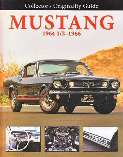 Mustang guide book cover with black car front and three detail thumbnails