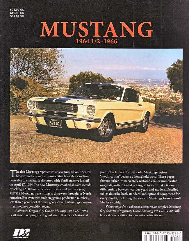 Collector's originality guide book cover with Mustang car photo, dark title text
