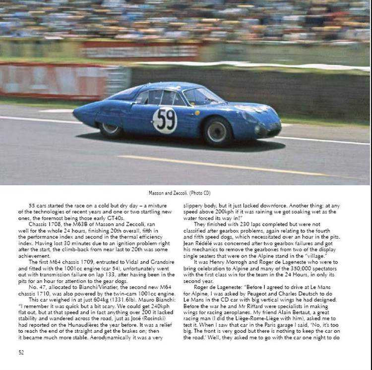 Book page showing a blue race car on track with explanatory text