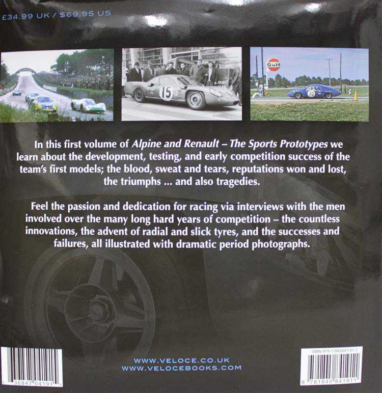 Book back cover with racing photo collage and barcode labels