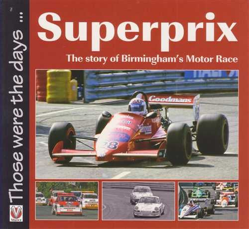 Motorsport book front cover with Superprix title and orange open-wheel race car on track