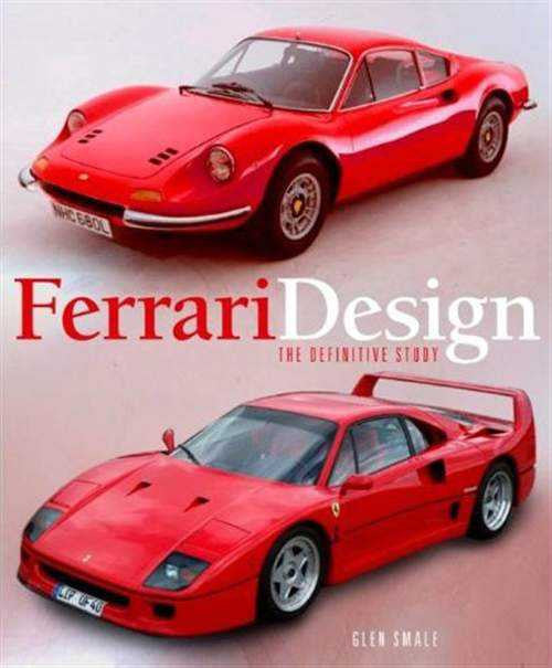 Ferrari Design book cover featuring red sports car front views and large title