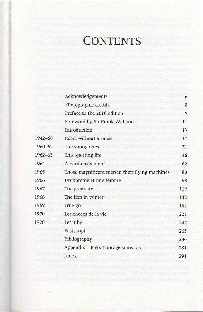 Paperback book contents page with section headings and page numbers.