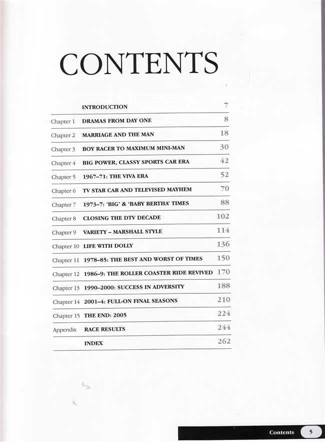 Paperback contents page with 'CONTENTS' heading and chapter list.