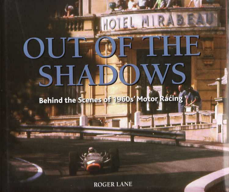Motor racing book cover showing title over hotel sign and track car