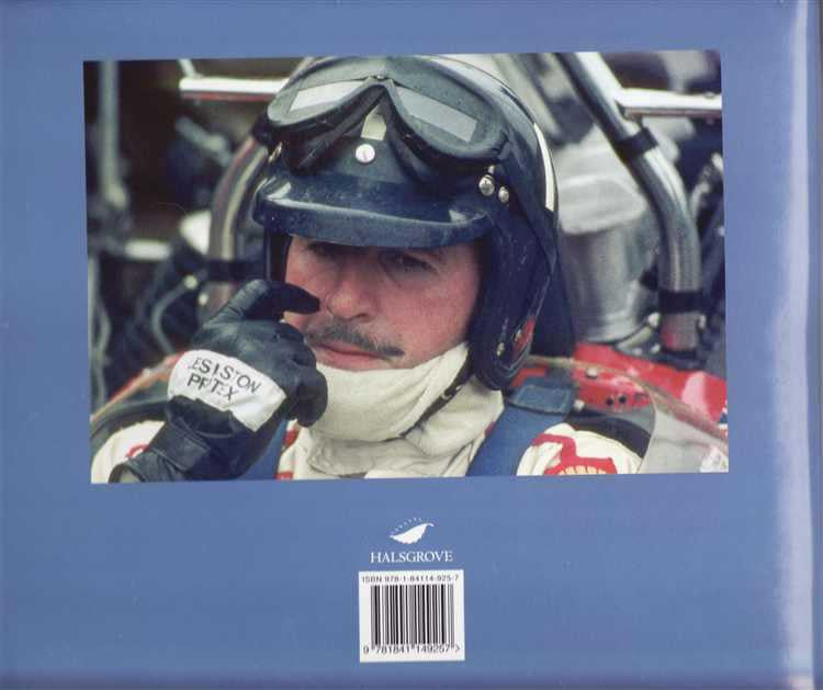 Motor racing behind-the-scenes book cover with helmeted driver portrait, headset
