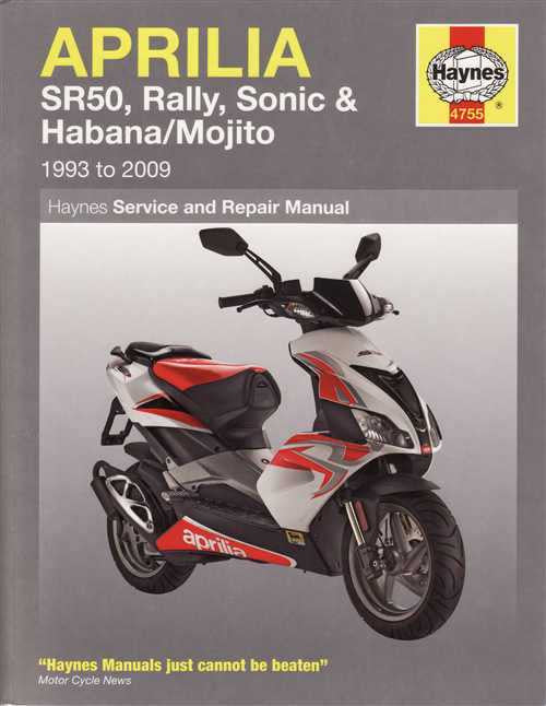 Aprilia SR50, Rally, Sonic, Habana, Mojito Scooters 1993 - 2009 Workshop Manual