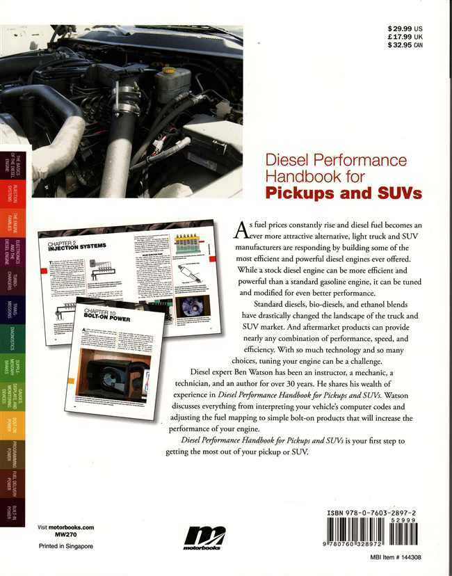 Diesel Performance Handbook book cover: “Pickups and SUVs” title and author details