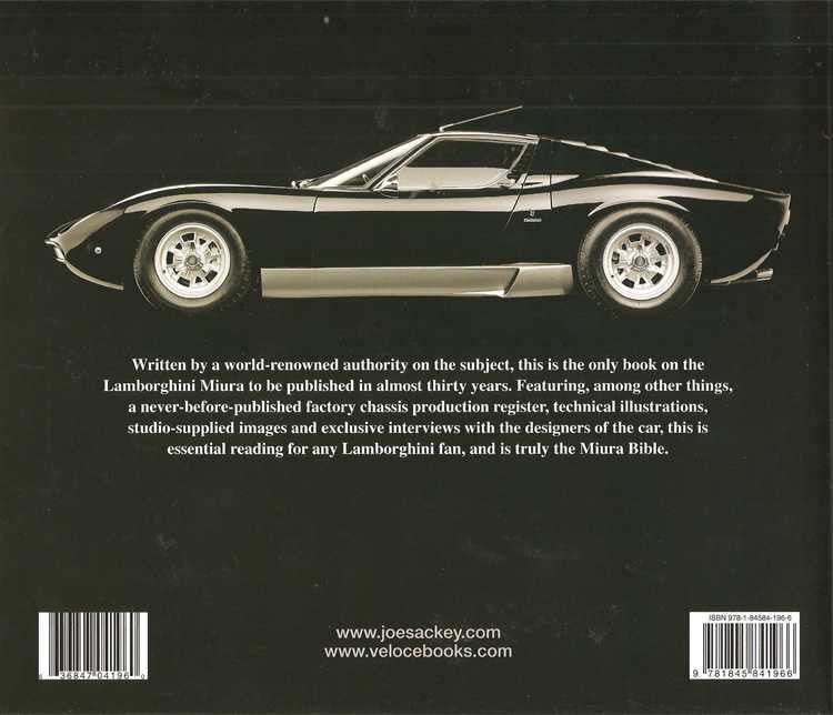Automotive reference book back cover with side-view car photo, barcode, and text blocks
