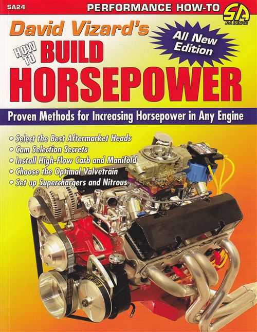How-to horsepower book cover with engine photo, “All New Edition” banner, and SA24 badge