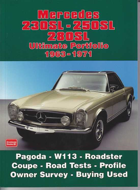 Automotive book cover featuring a cream Mercedes Pagoda roadster with title banner