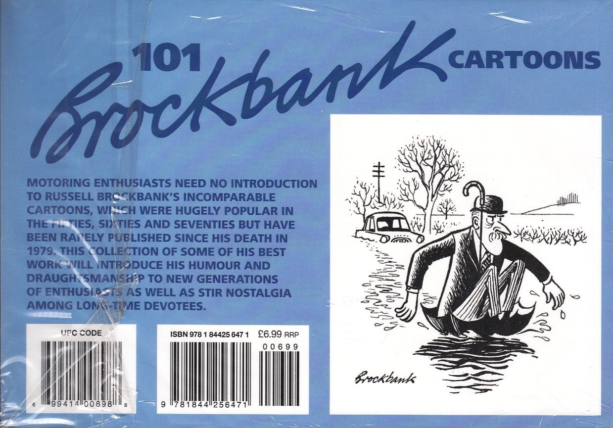 Back cover of 101 Brockbank Cartoons book with cartoon car scene
